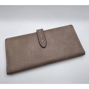 Frye Reed Slim Leather Wallet Women's Khaki Brown Tab Clutch